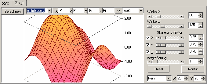 3 dimensionale Oberflächendarstellung